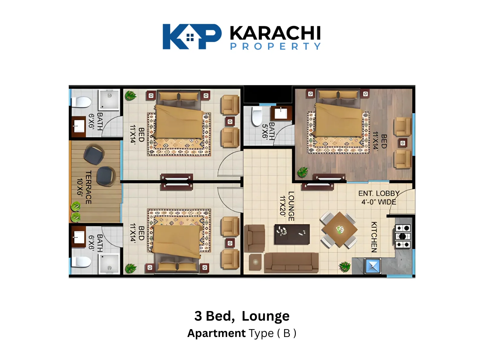 Type B 3 Bedroom Plan