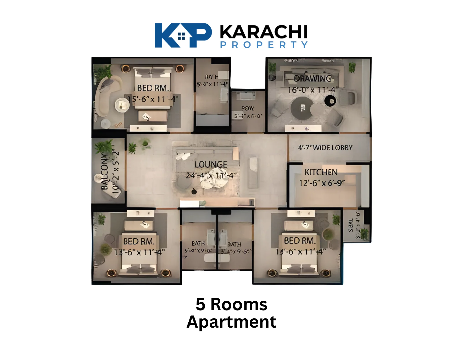 5 Room Apartment Plan
