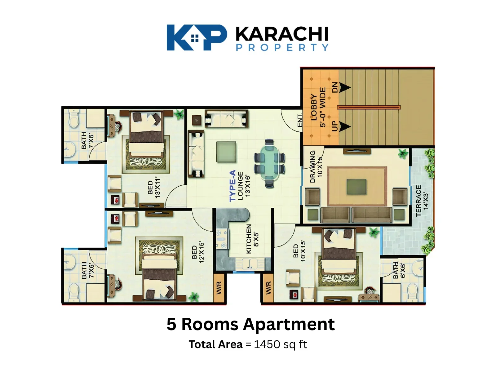 1st to 2nd floor 5 rooms plan