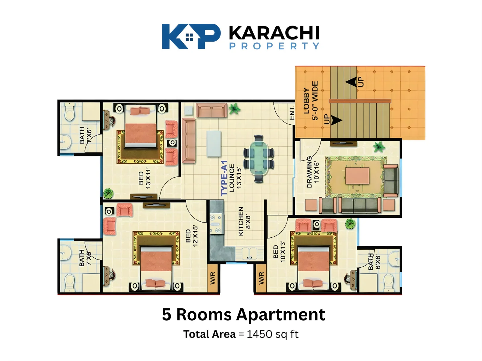Ground floor 5 rooms plan