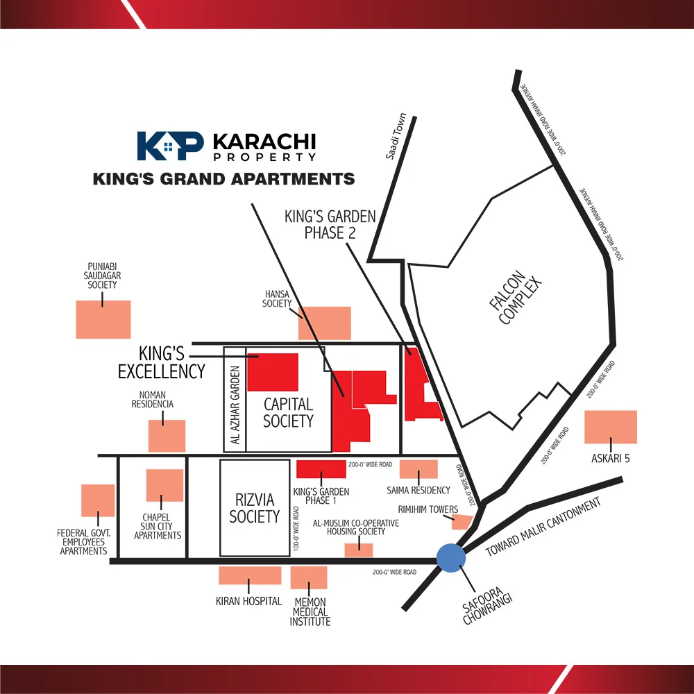 Kings Grand location map in Scheme 33 Karachi