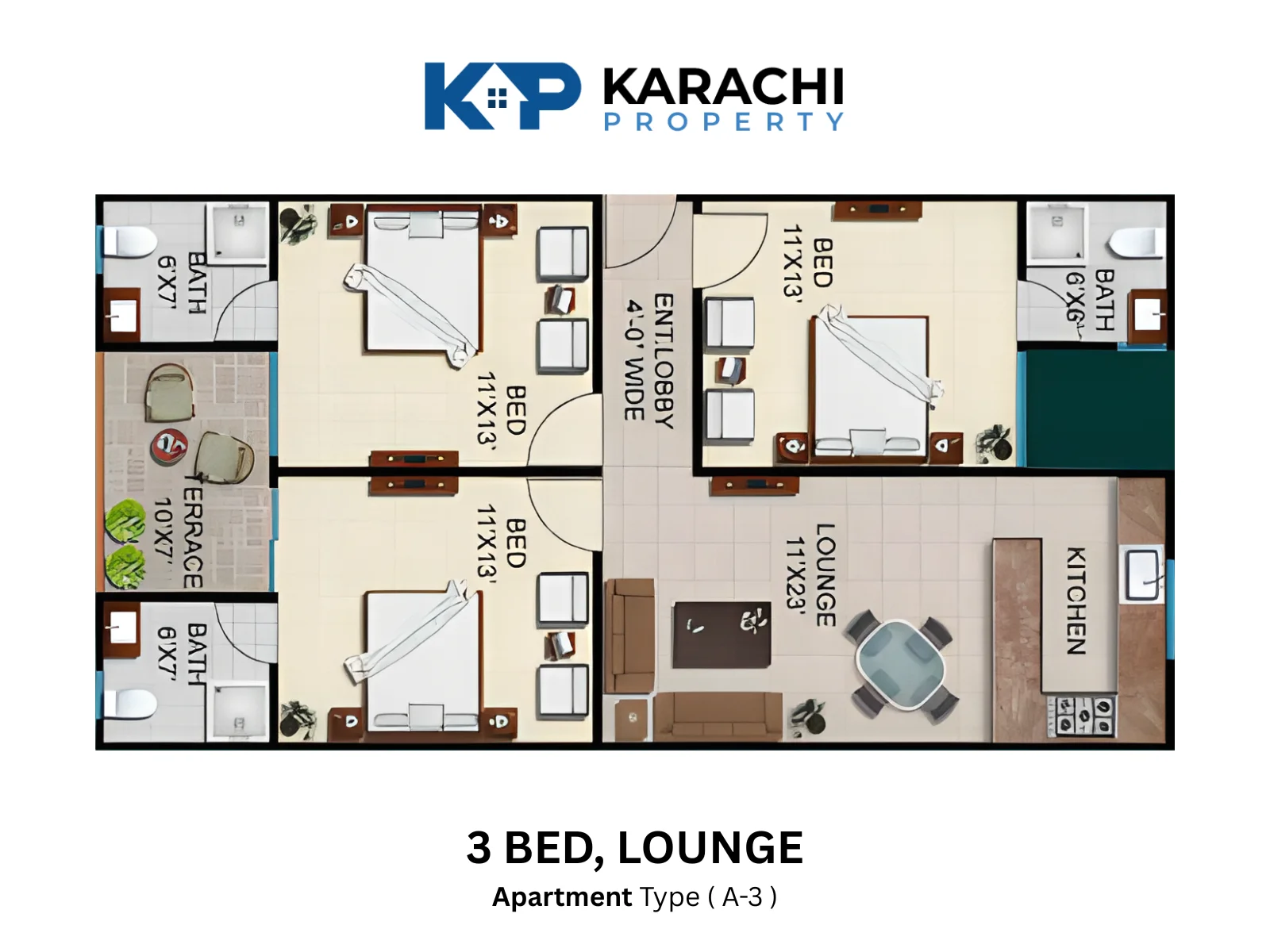 Type A 3 - 3 Bed