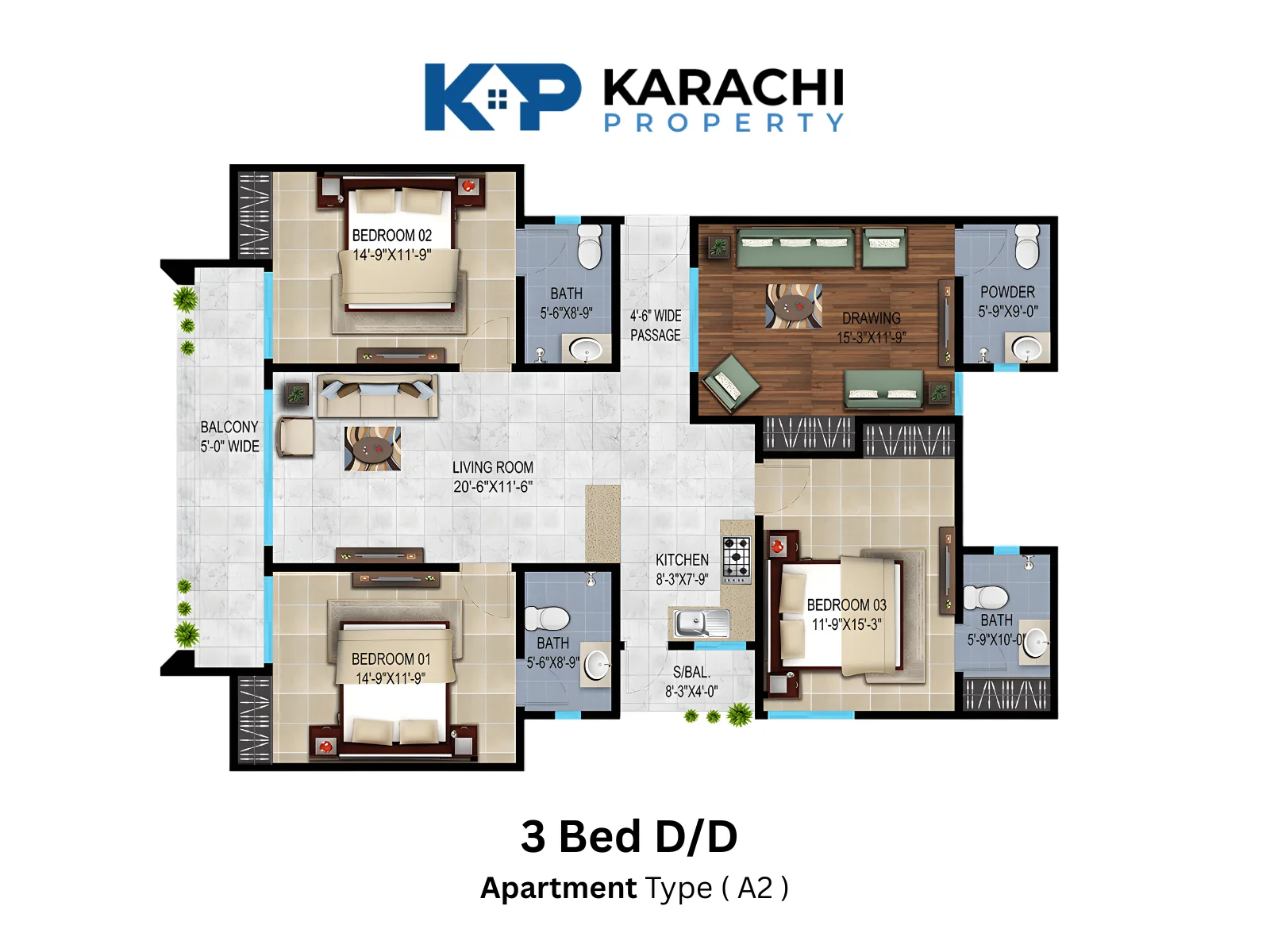 Type-A 2-3 Bed