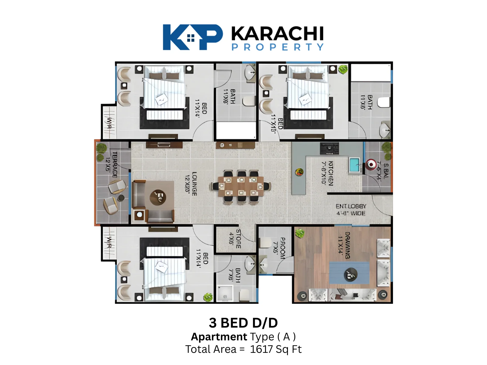 Sawera Grand Enclave Type A 3 bedroom Plan2