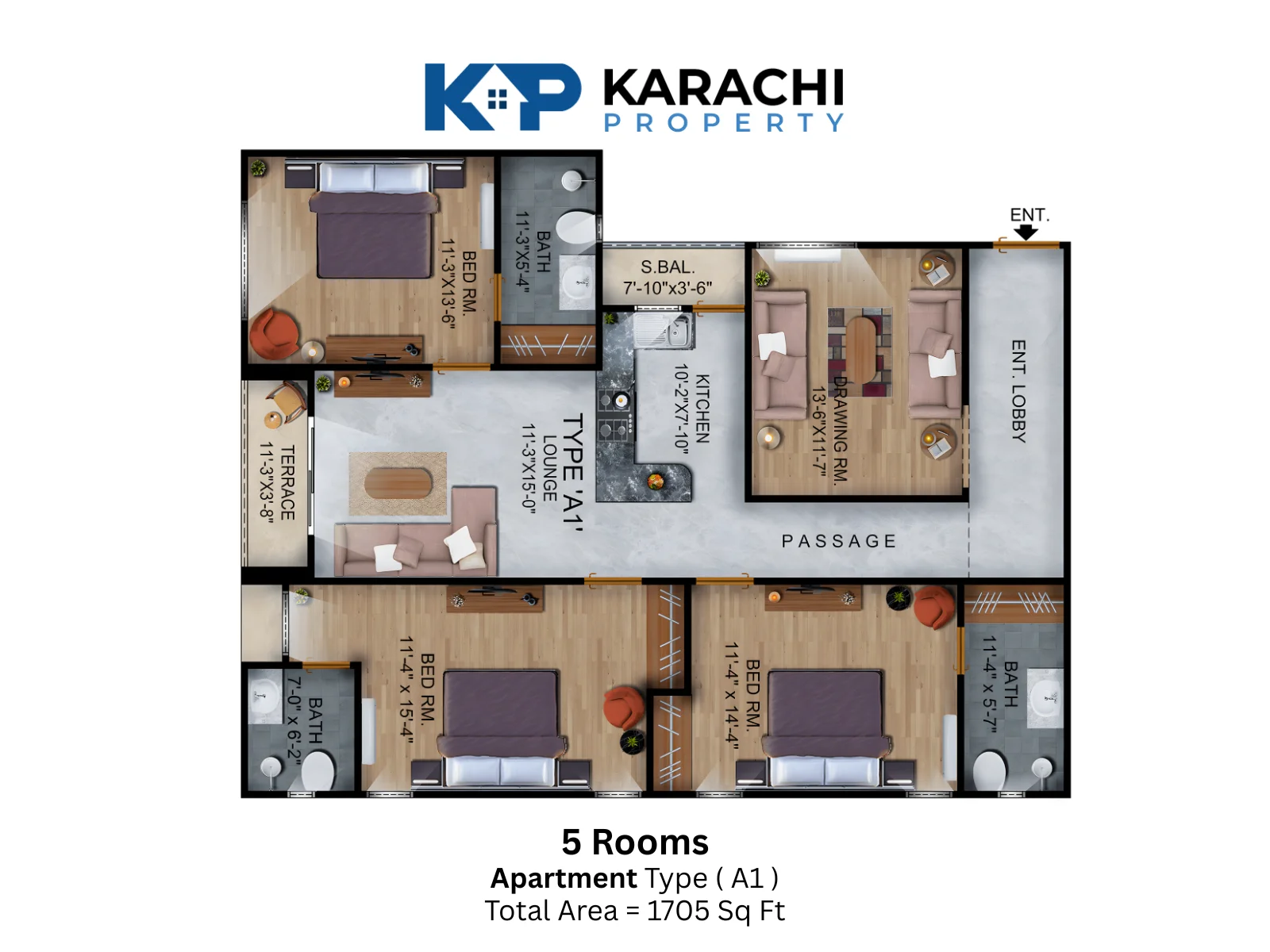 Type-A1 5 Rooms Apartment