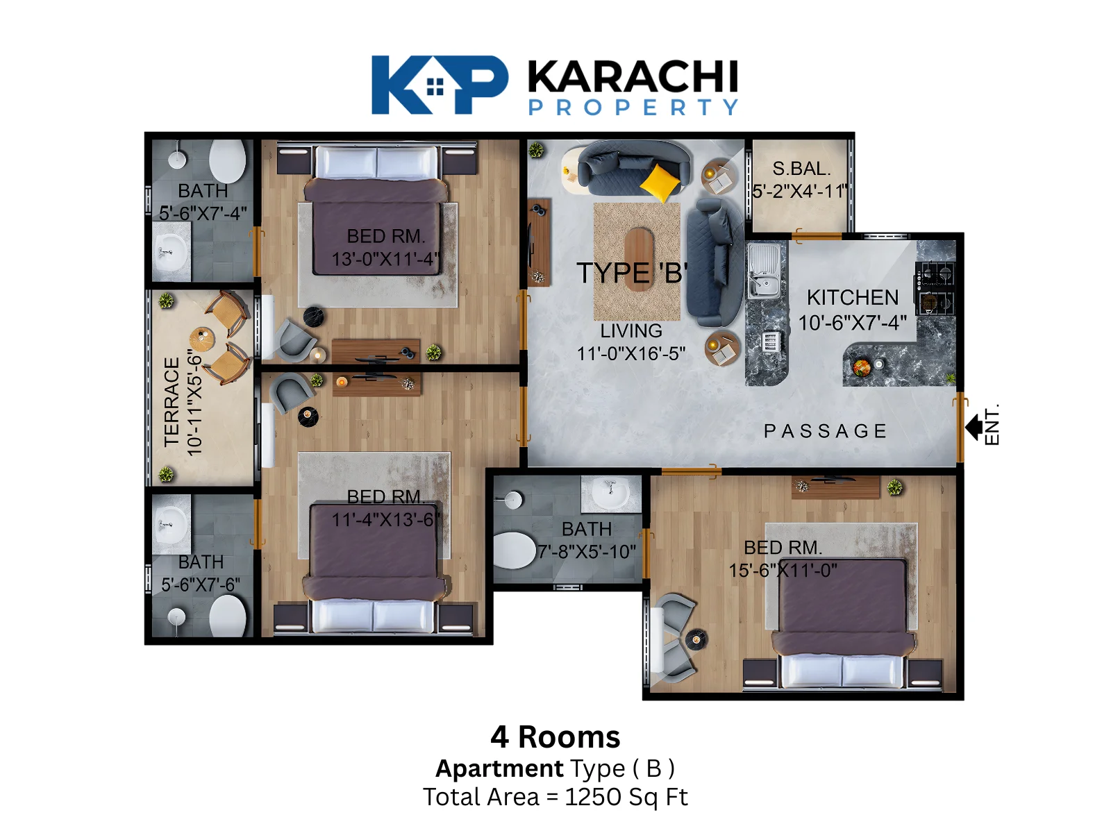 Type-B 4 Rooms Apartment