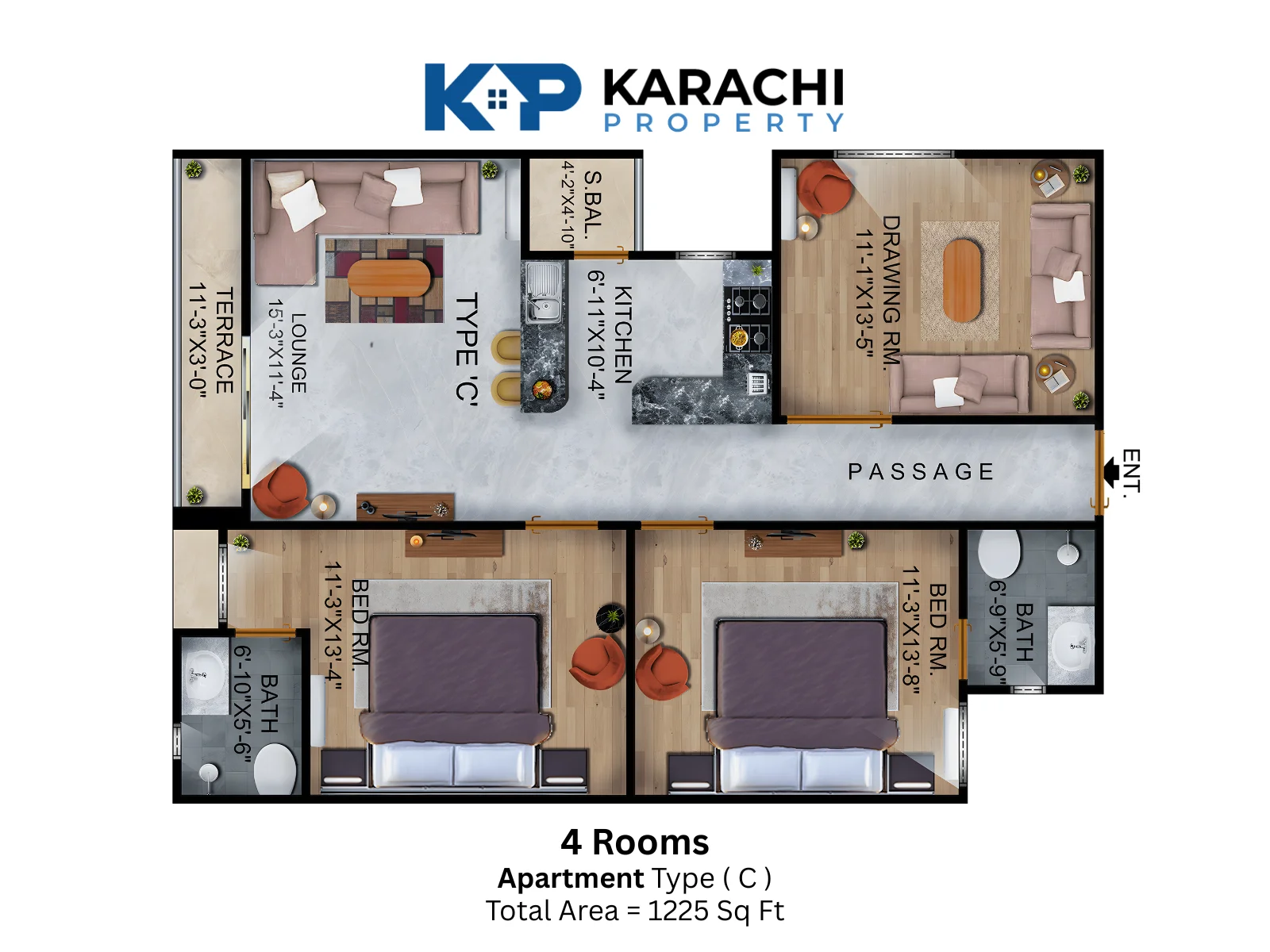 Type-C 4 Rooms Apartment
