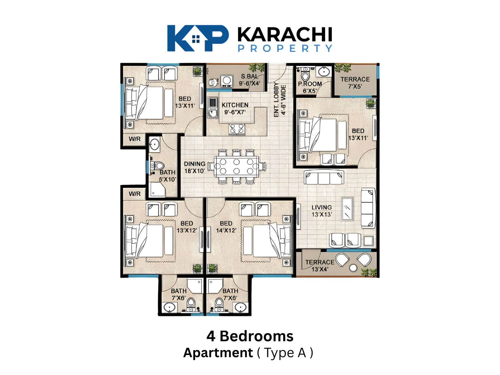 Type A 4 bedroom map