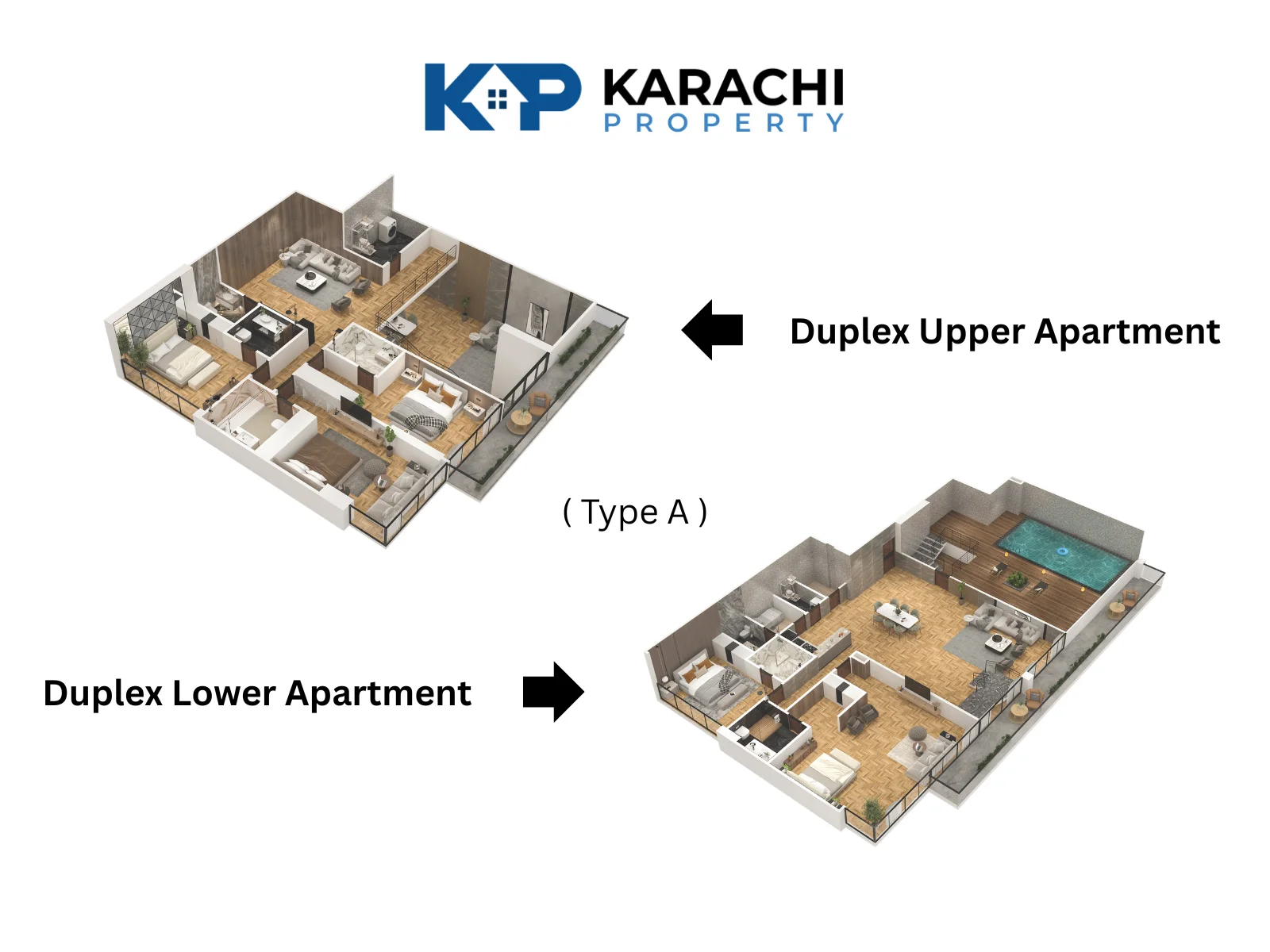 Type-A Lower & Upper Duplex Apartment Plan
