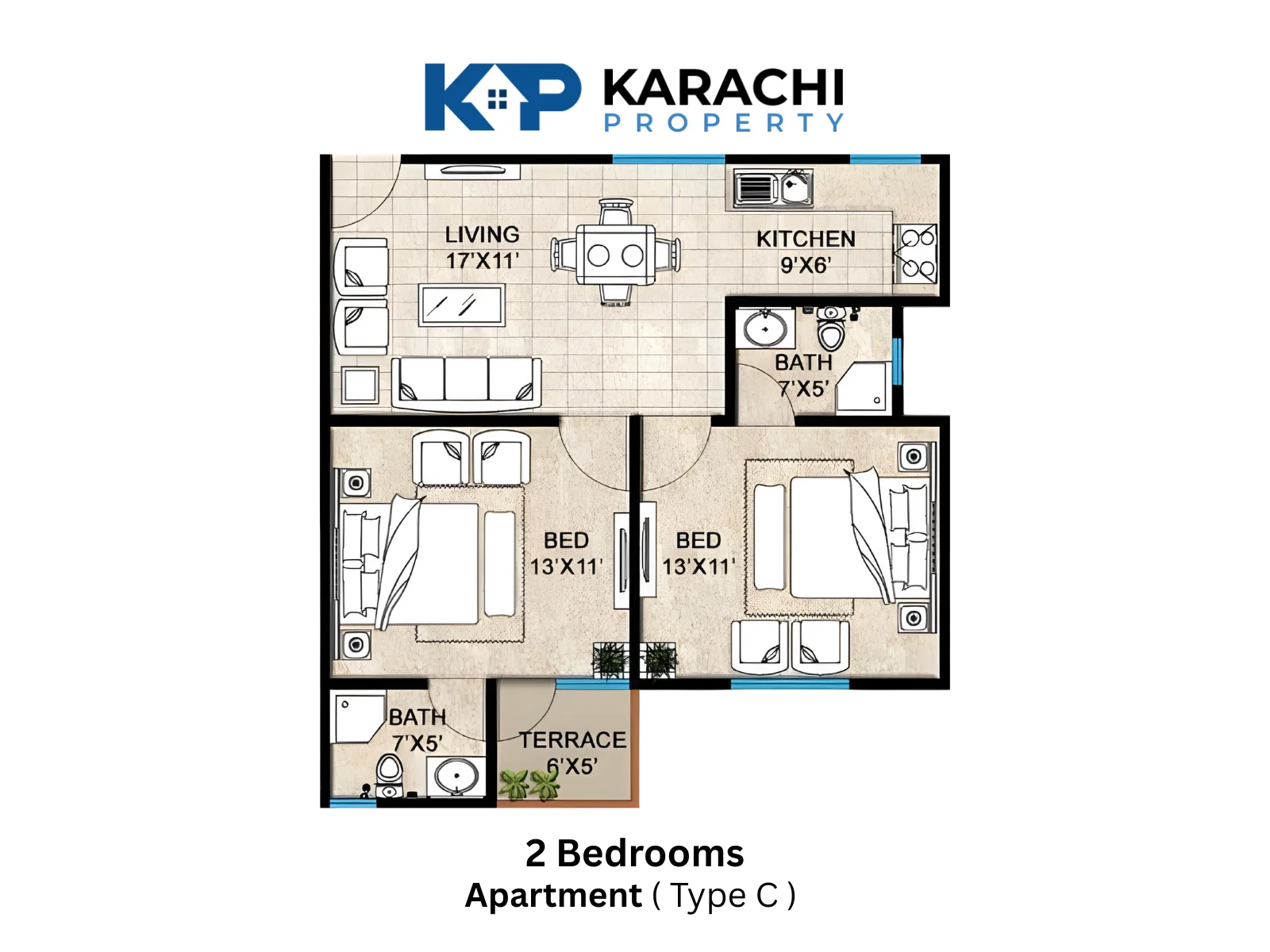 Type C 2 bedroom map