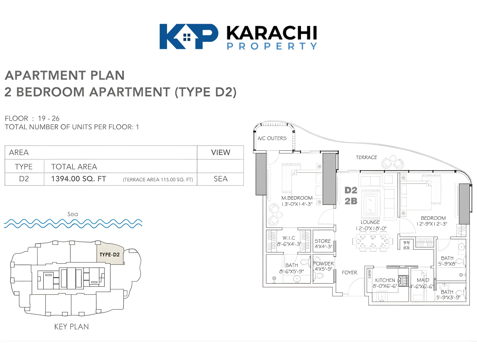 Type D2 2 bedroom plan 19-26