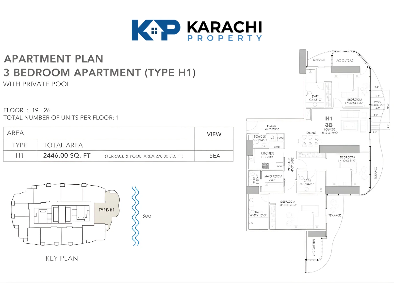 Type H1 3 bedroom plan 19-26