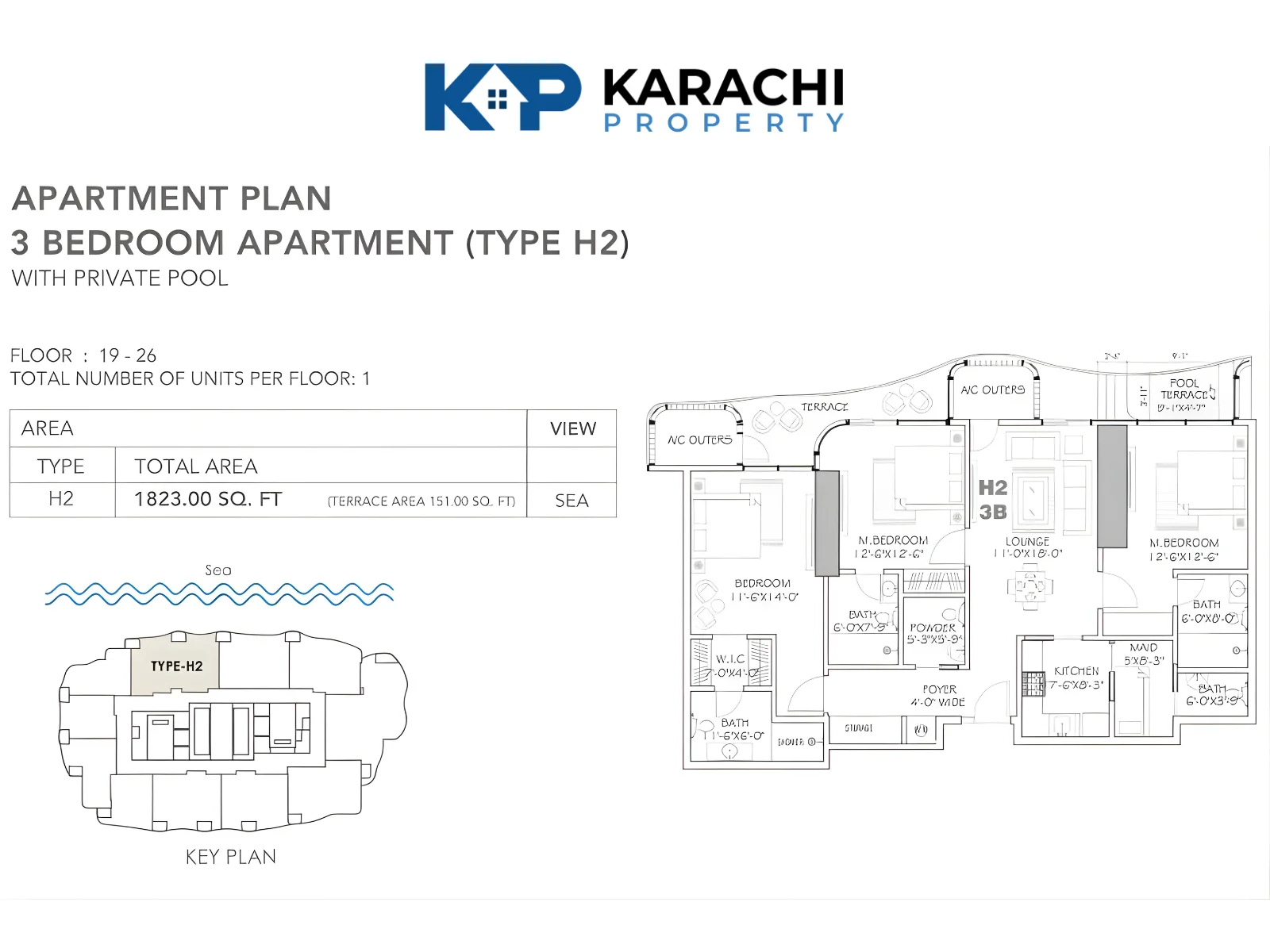 Type H2 3 bedroom plan 19-26