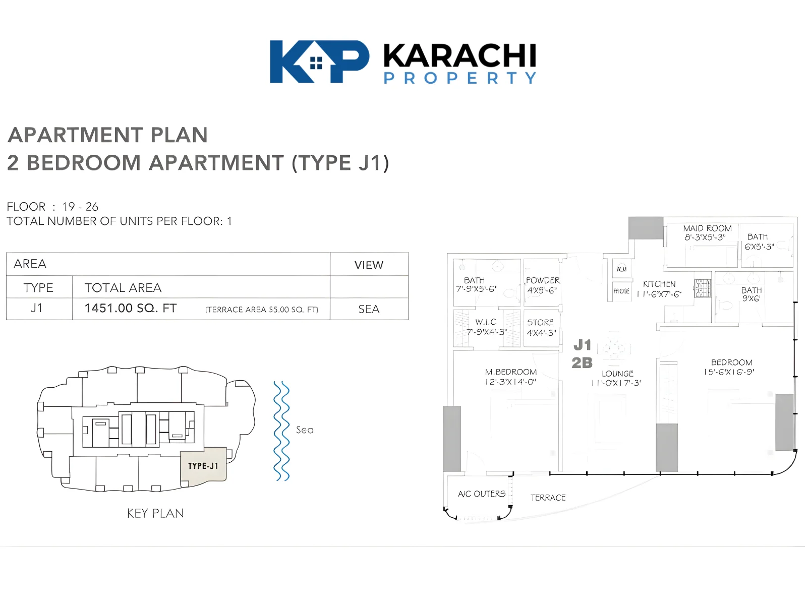 Type J1 2 bedroom plan 19-26