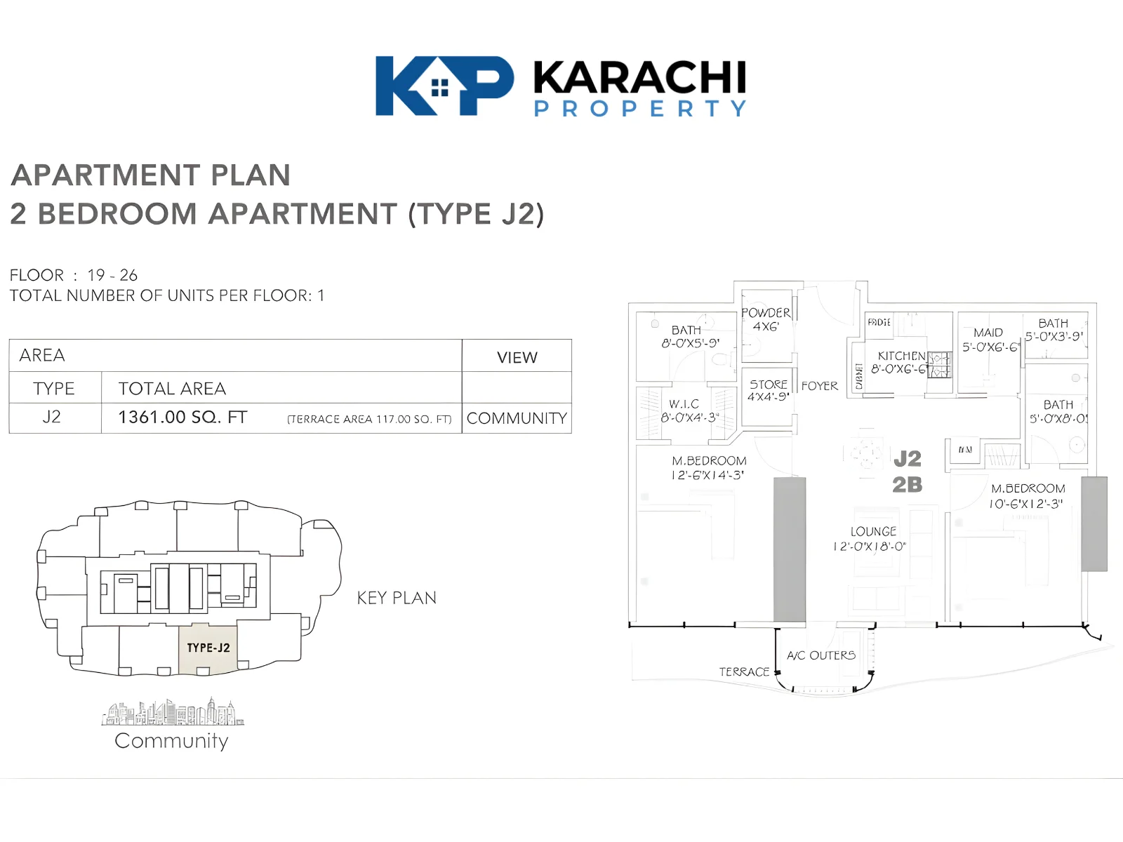 Type J2 2 bedroom plan 19-26