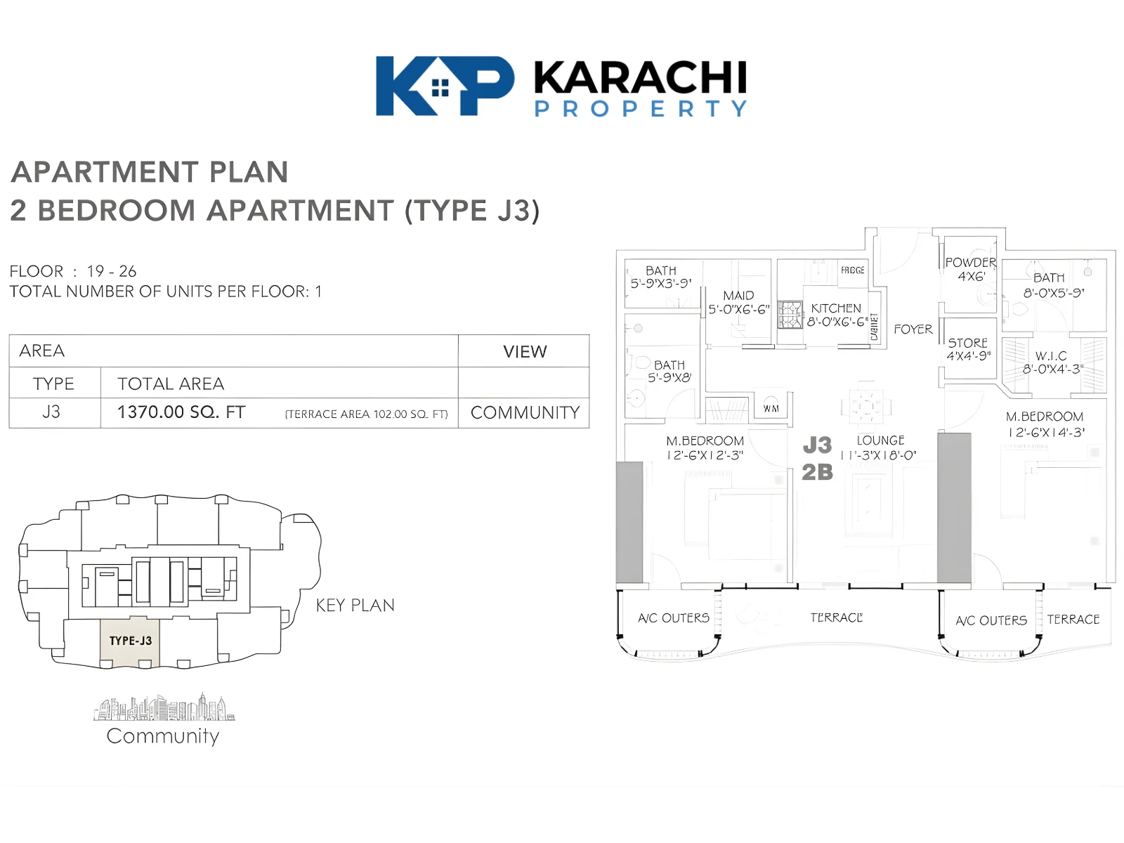 Type J3 2 bedroom plan 19-26