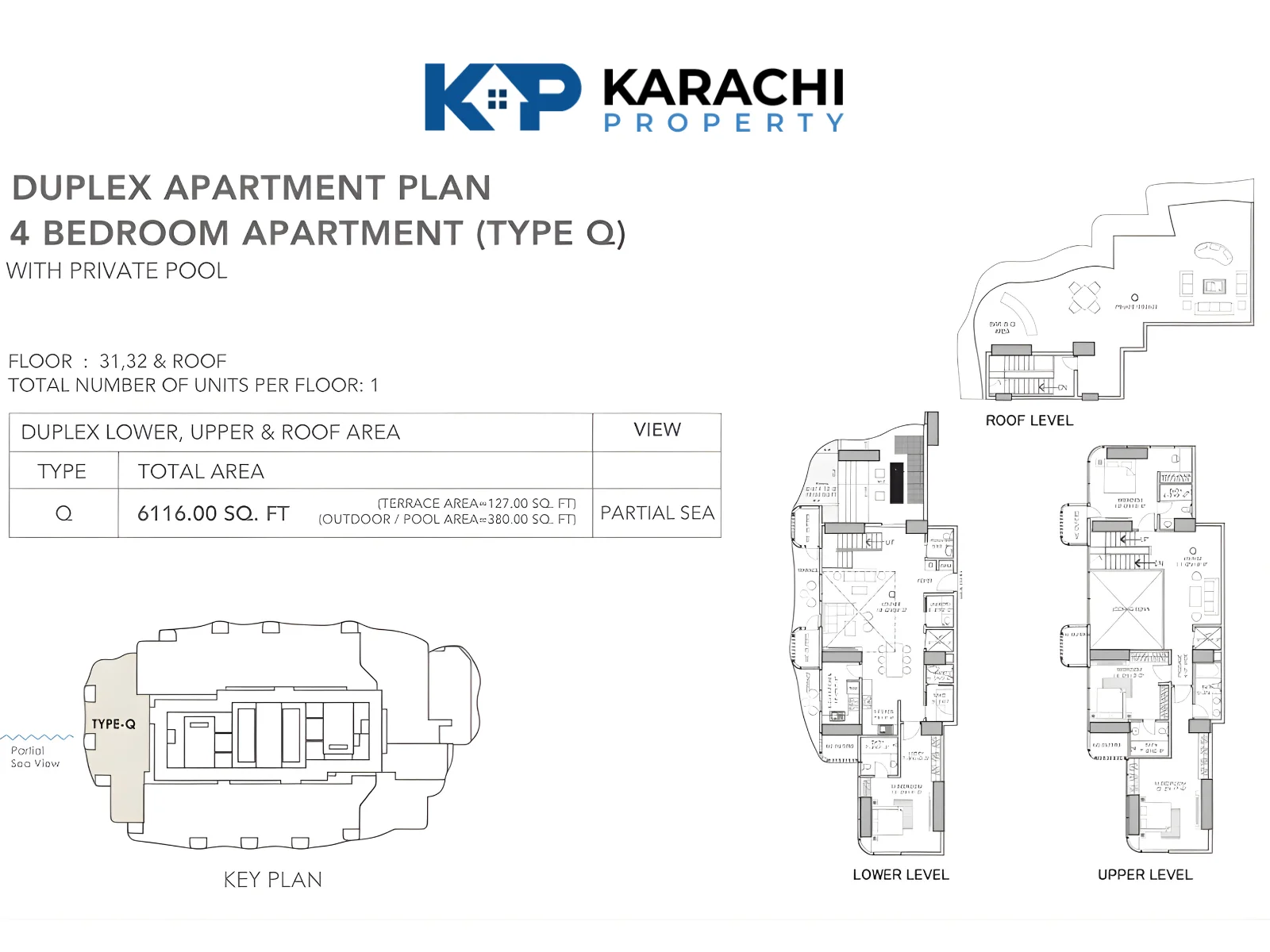 Type Q 4 bedroom plan 31-32 and roof