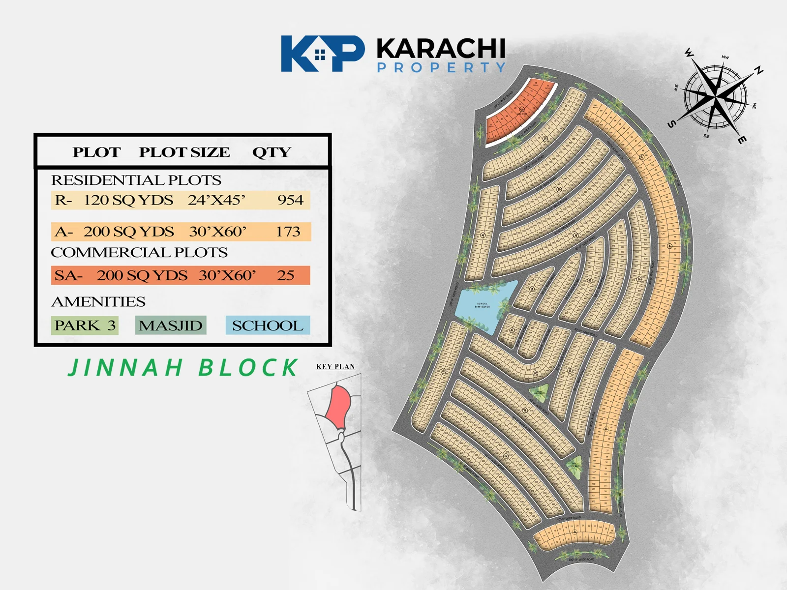 Jinnah Block All Plots Map