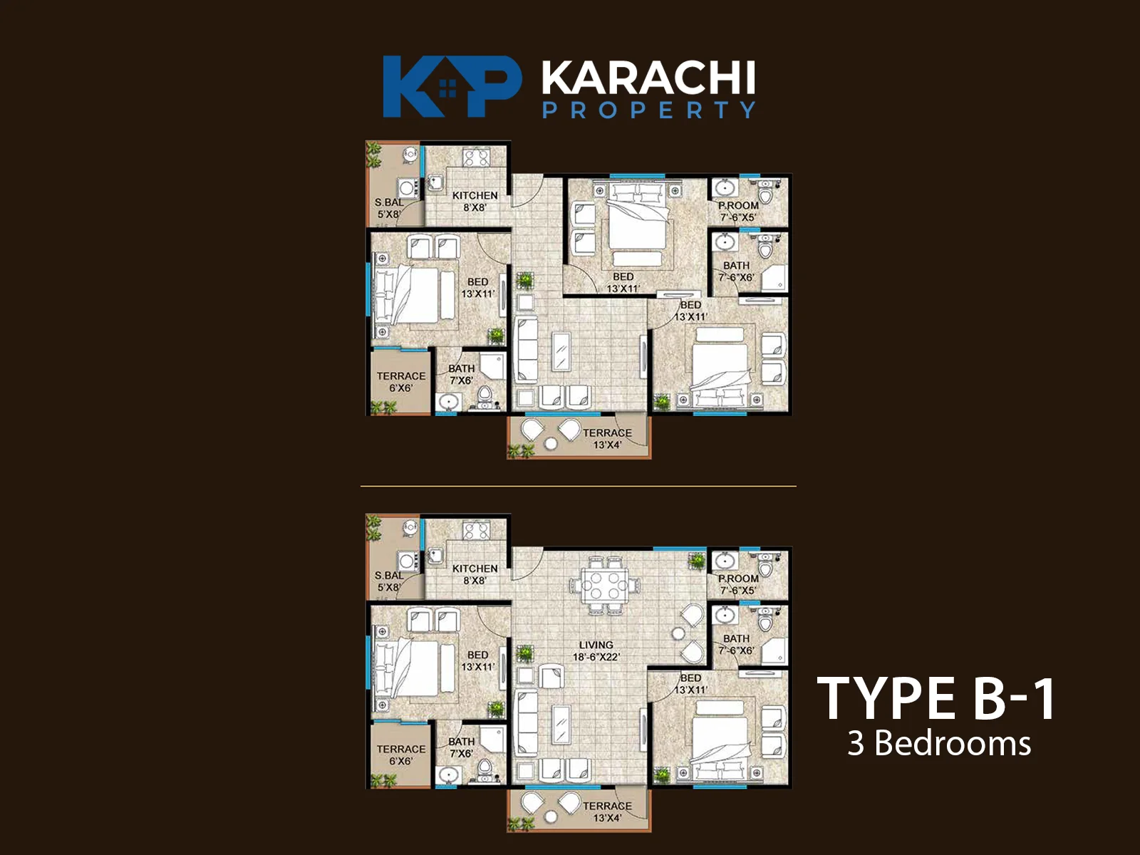 Type B-1 3 Bedrooms KJT