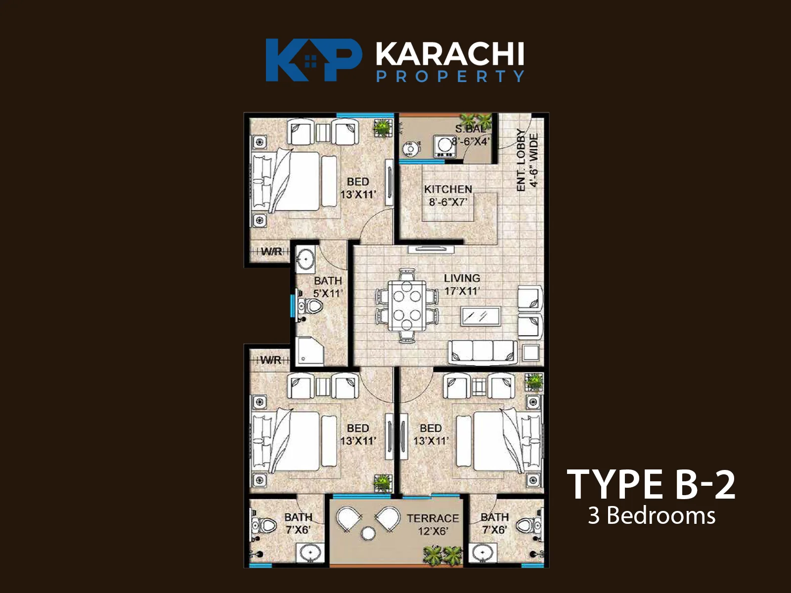 Type B-2 3 Bedrooms KJT