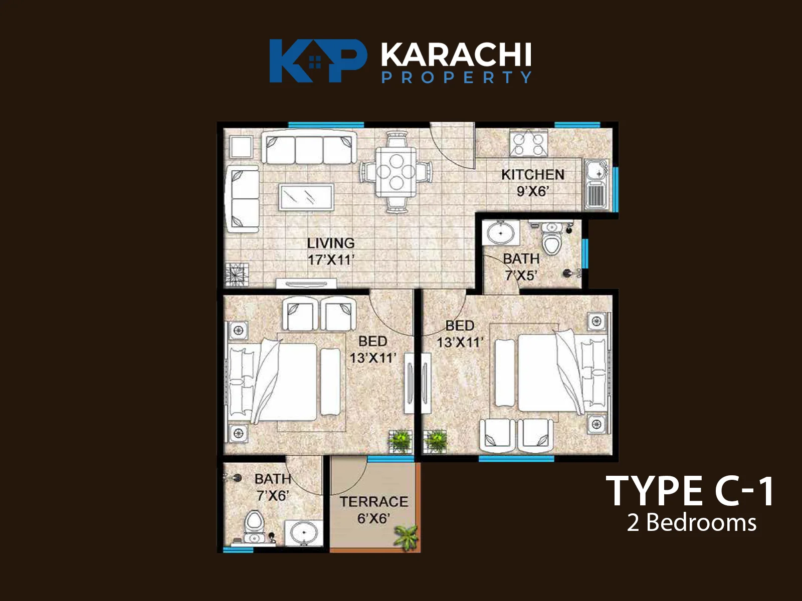 Type C-1 2 Bedrooms KJT