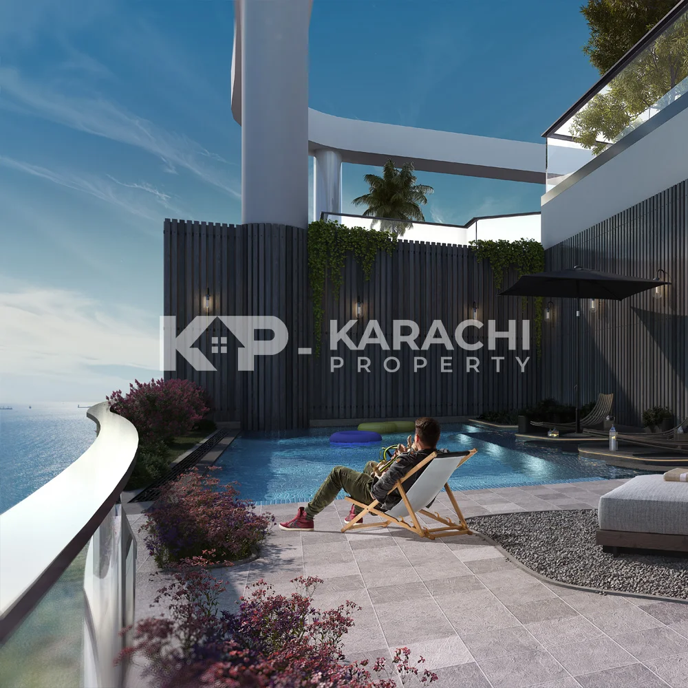 Pool with sitting area